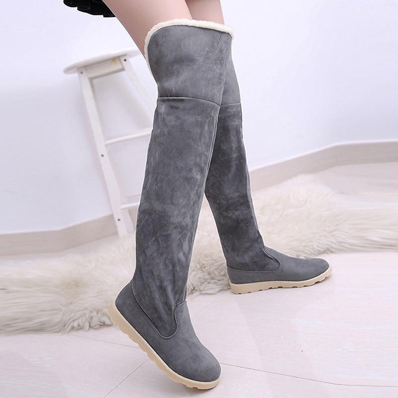 New style over-knee warm fur snow boots with tall shaft and cozy lining