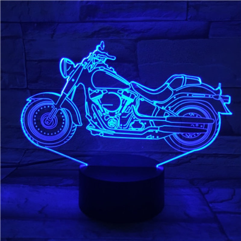 Motorcycle 3D night light with realistic bike design and glowing LED display