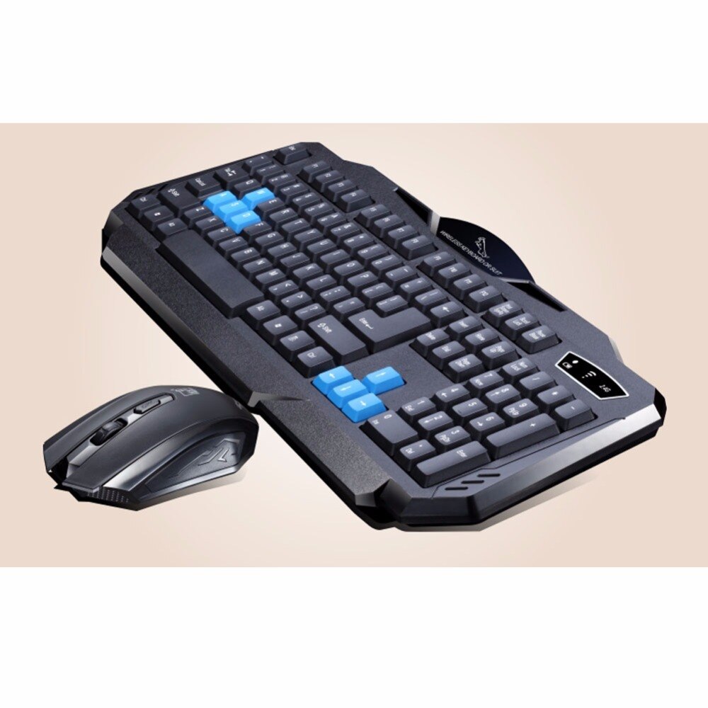 1 Set Of Durable Fashion Colorful Ergonomical Designed Wireless Black Keyboard Mouse Combos For Office & Home Computer Gam