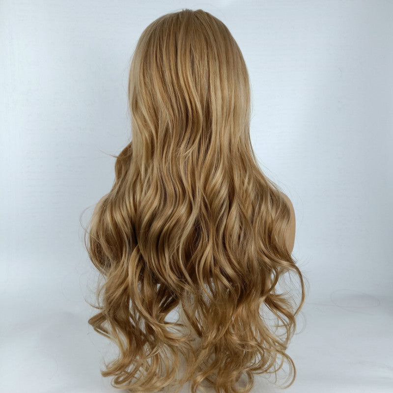 Women's gradient wig displayed on a model showing the blended color transition and styled hair texture