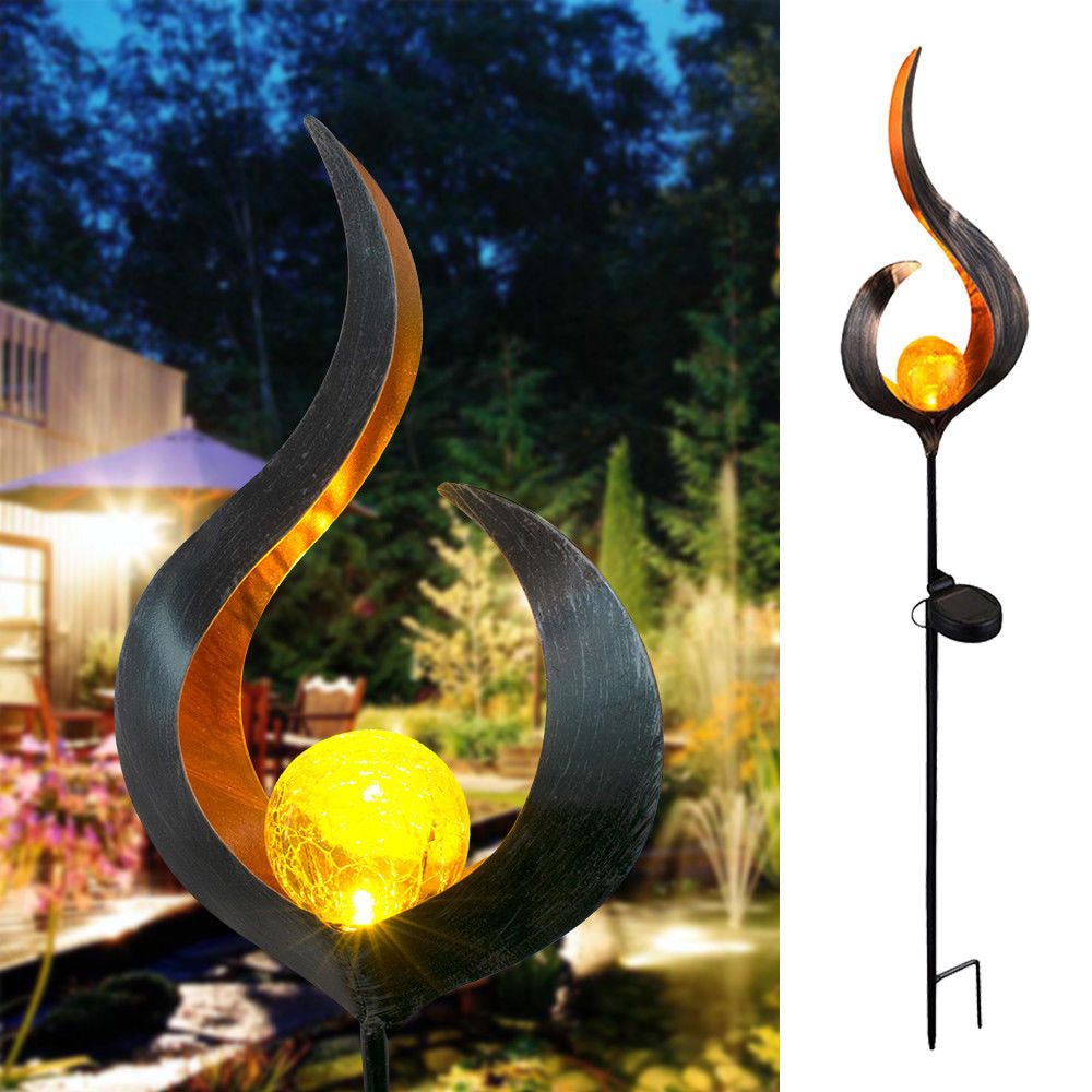 LED solar flame effect garden light in metal housing, waterproof outdoor landscape lamp by My Store