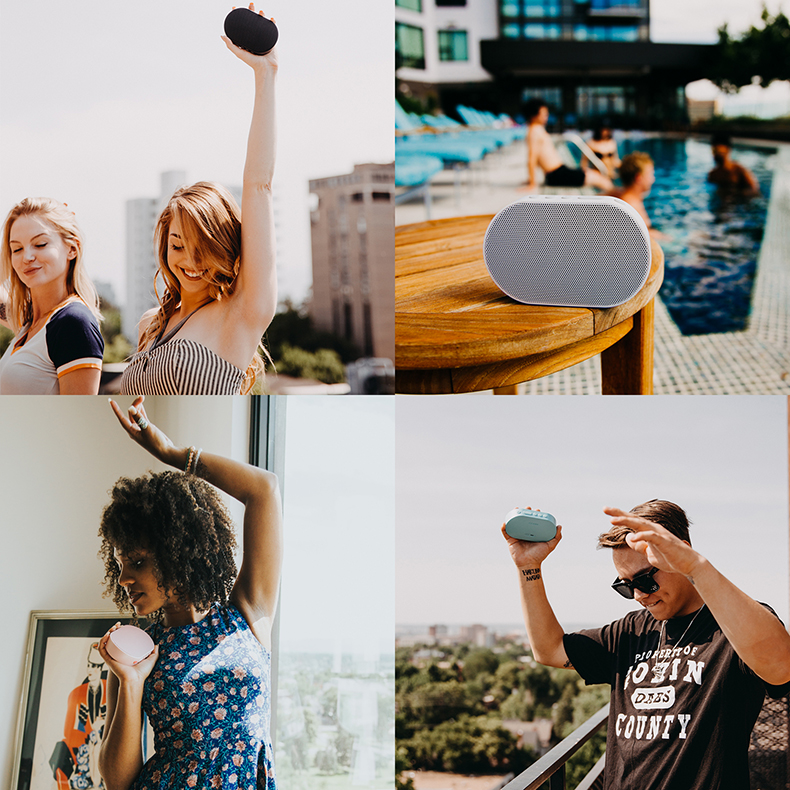 Bluetooth stereo smart speaker by My Store with compact design and visible controls