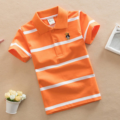 College style boys polo short sleeve T-shirt by My Store in a classic polo design