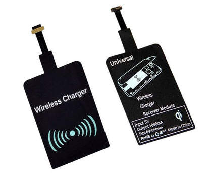 Wireless charger receiver adapter for smartphones, slim black design