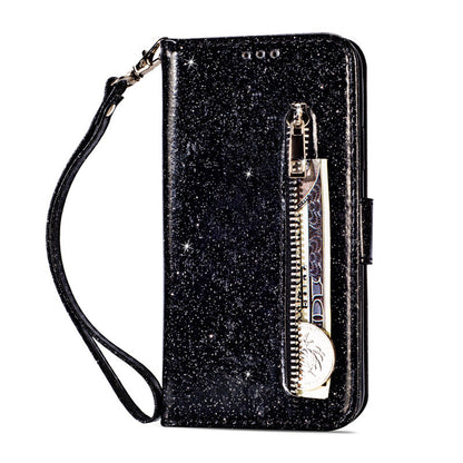 Black zipper phone case with zip closure and protective design