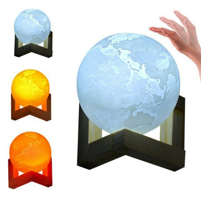 Double-color touch 3D printing Jupiter earth lamp with detailed planet surface and soft glowing light