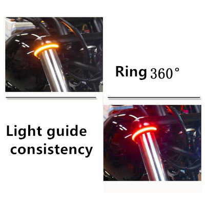 Two-color motorcycle LED ring turn signal with front shock absorber mount paidbah