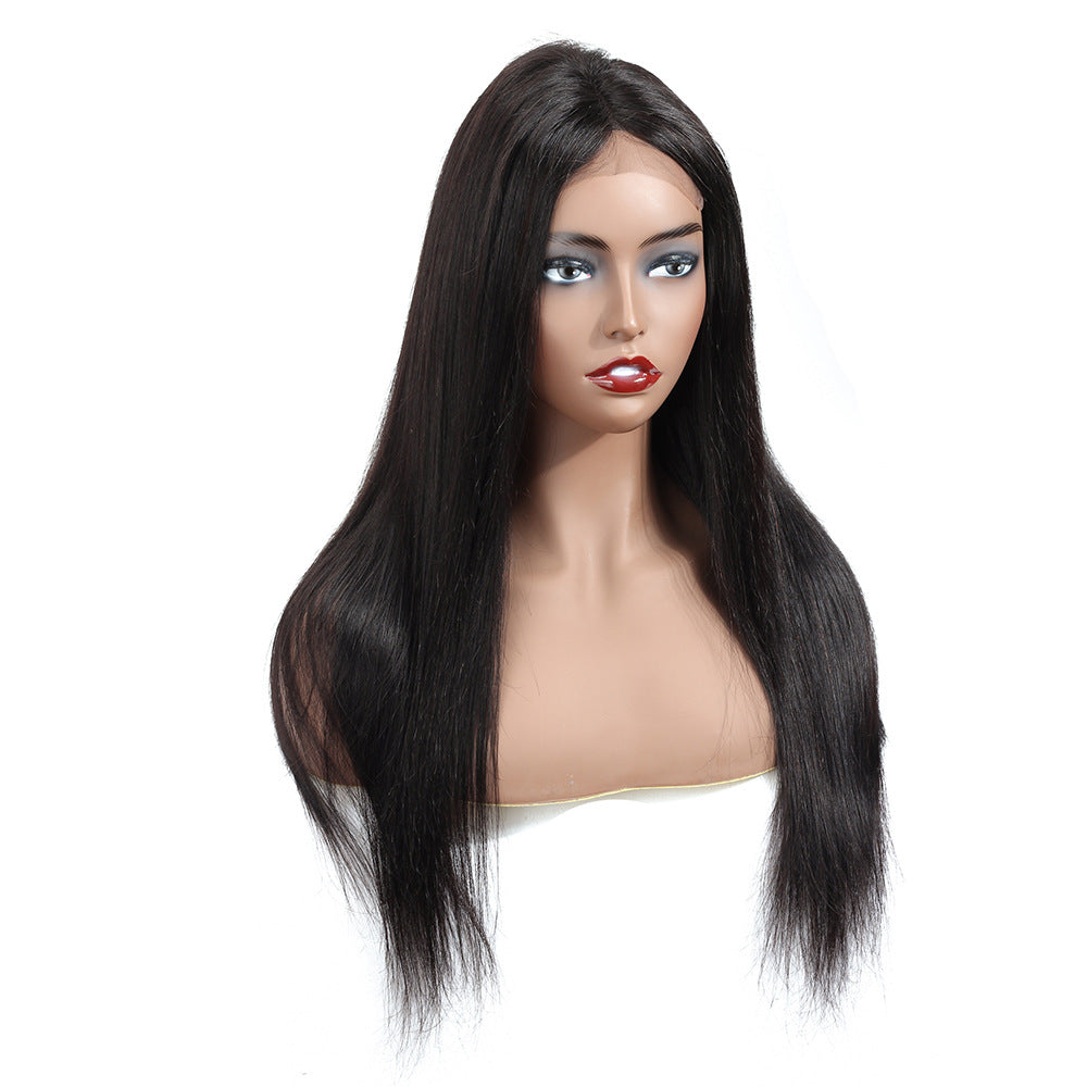 Lace real human hair wig headgear displayed on a mannequin head
