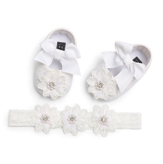 Floret lace women's baby shoes, soft-soled baby walking shoes with princess-style design