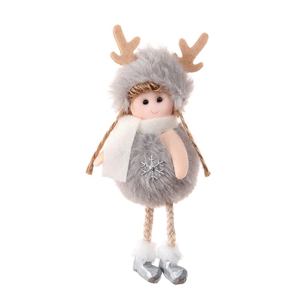 Christmas plush angel decorations in soft fabric with festive details