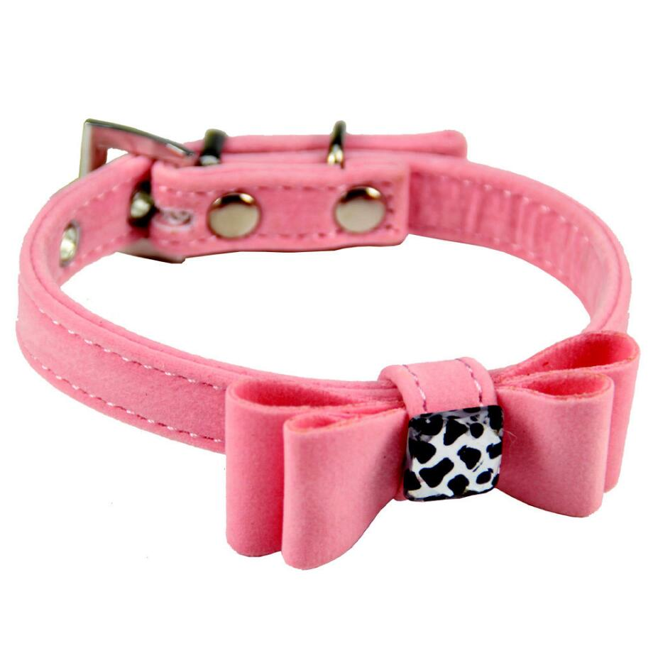 Flannelette dog collar with bow tie, soft fabric pet accessory in a stylish design