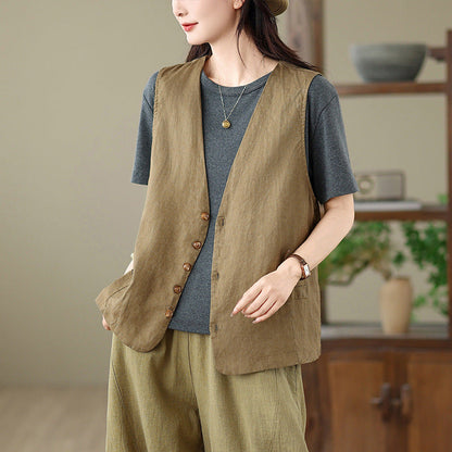 Women's summer artistic cardigan outer vest in lightweight layered design