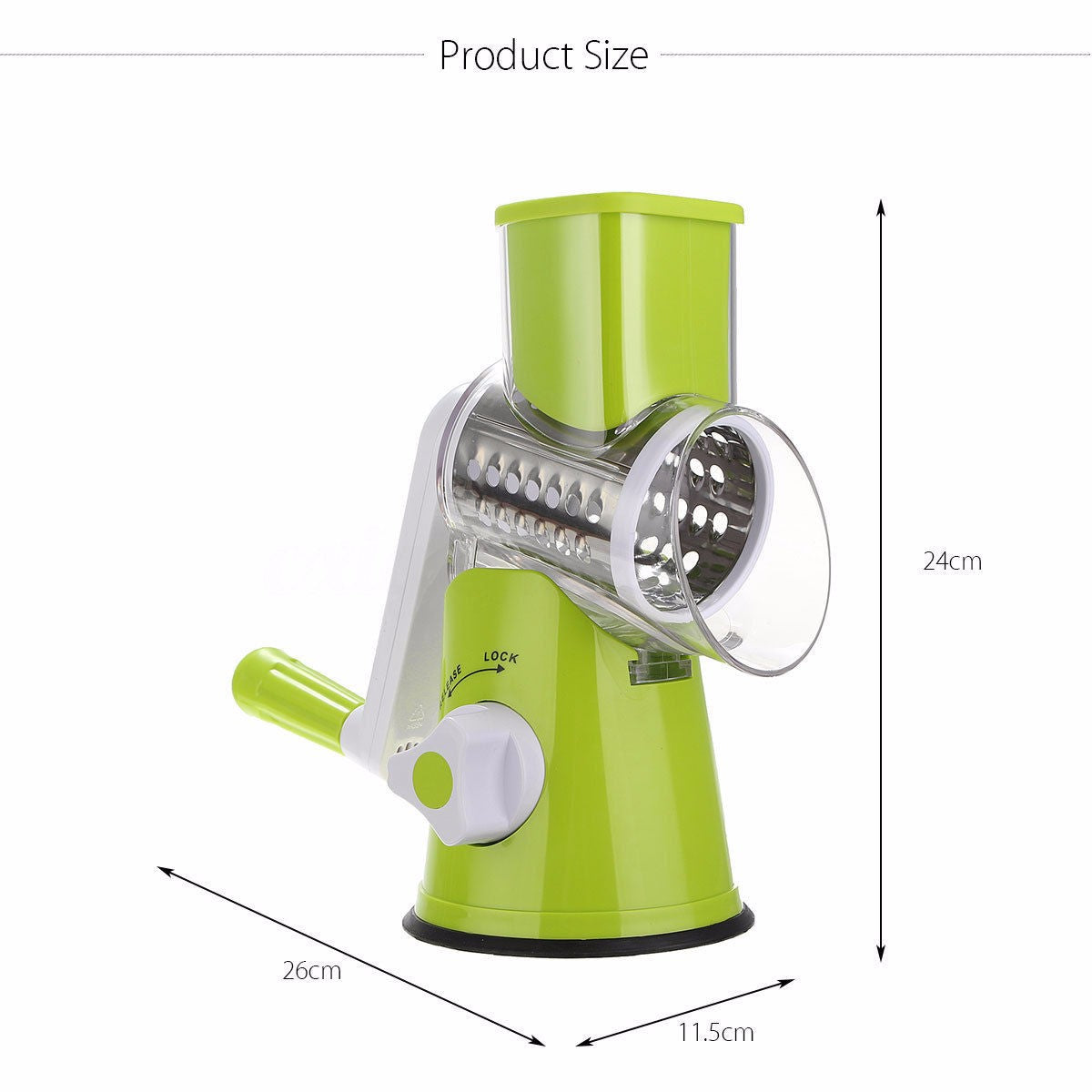 Round vegetable cutter mandoline slicer for potato, julienne carrot, and cheese grating
