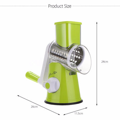 Round vegetable cutter mandoline slicer for potato, julienne carrot, and cheese grating