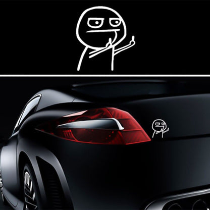 Funny cartoon body car sticker with middle finger despise design