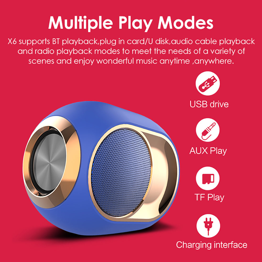 X6 Bluetooth wireless speaker subwoofer by My Store, compact black audio system