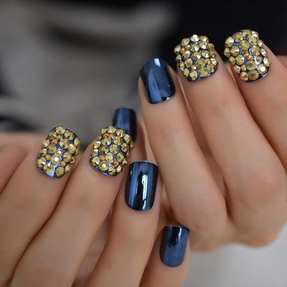 Metal false nails for women in sleek metallic finish, close-up product view