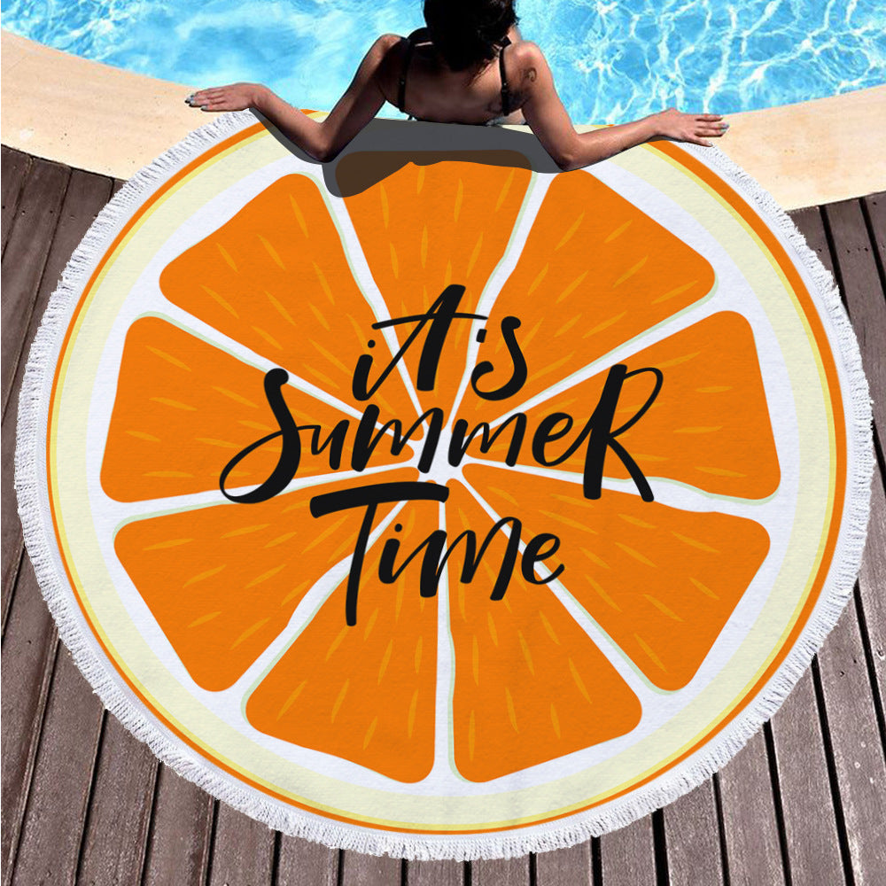 Round digital printing beach towel by My Store, shown flat with colorful printed design