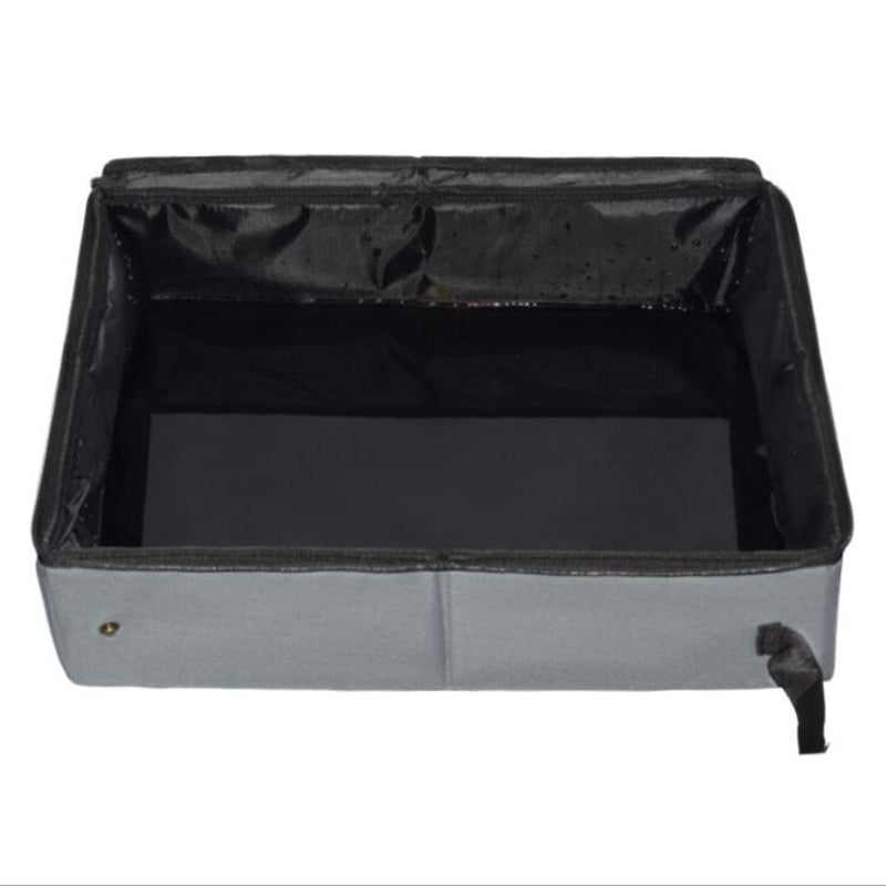 Folding waterproof high-grade cat litter box, compact design shown folded for storage