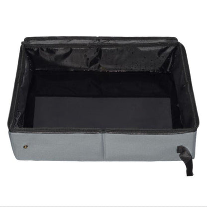 Folding waterproof high-grade cat litter box, compact design shown folded for storage