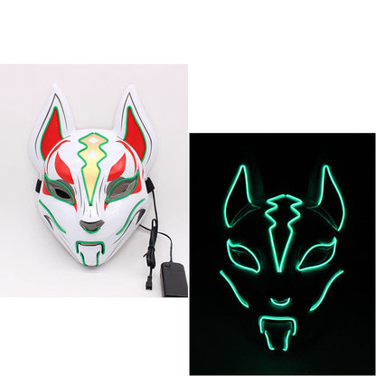 Glowing cat face mask for women, Demon Slayer-inspired cold light fox mask for cosplay and masquerade decor