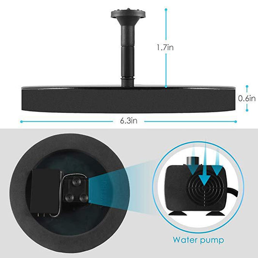 Classic round solar fountain for outdoor gardens, black basin with decorative tiered water feature