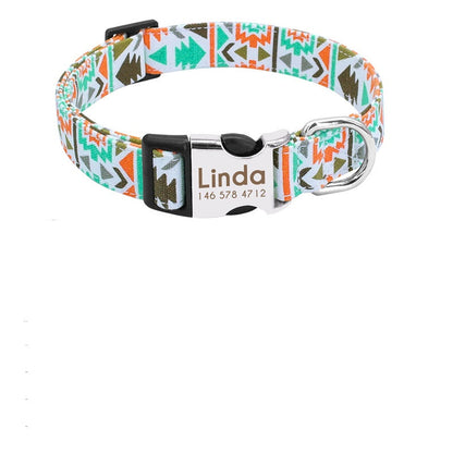 Custom dog collar with dog tag, close-up view