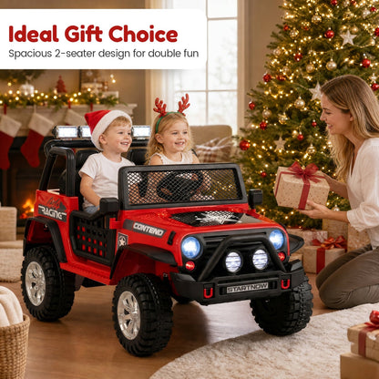 Two-seater 12V electric kids ride-on car with remote control, perfect for children to enjoy outdoor play and adventure.
