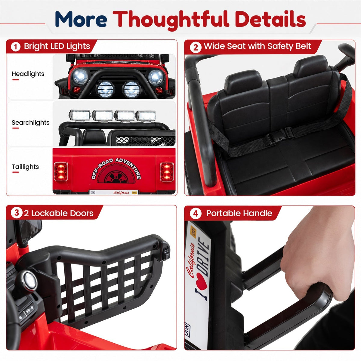 Two-seater 12V electric kids ride-on car with remote control, perfect for outdoor play and toy fun.