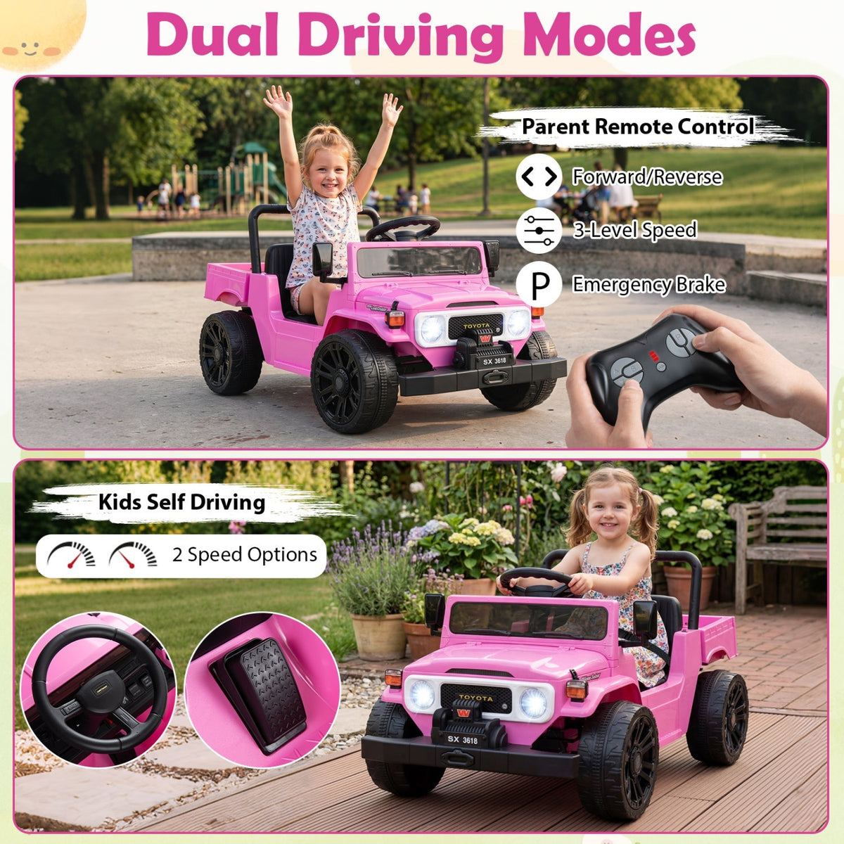 12V electric ride-on truck with dump bed and remote control, designed for kids, by GBruno Store.