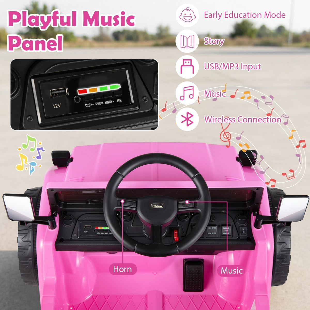12V electric ride-on truck with dump bed and remote control, designed for kids, featuring realistic truck details and sturdy construction.