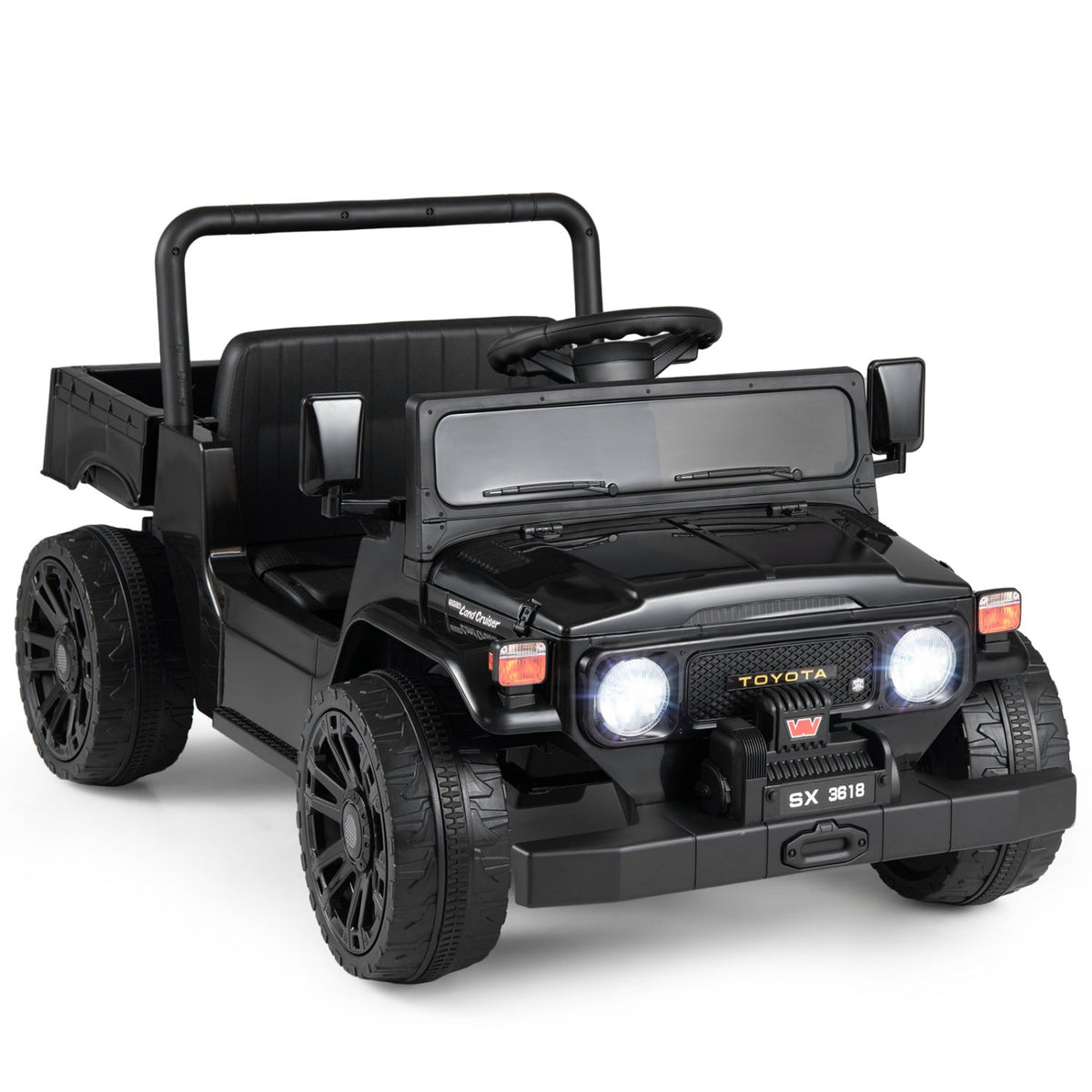 12V electric ride-on truck with dump bed and remote control, featuring durable construction and realistic design from GBruno Store.