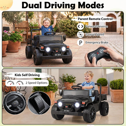 12V electric ride-on truck with dump bed and remote control, perfect for kids' outdoor play, by GBruno Store.