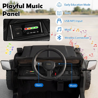 12V electric ride-on truck by GBruno Store with dump bed and remote control, suitable for children, shown in outdoor setting.