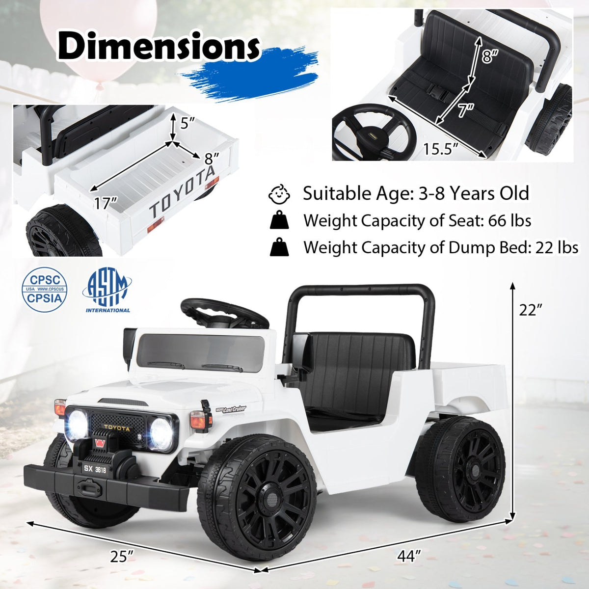12V electric ride-on truck with dump bed and remote control, toy vehicle for kids in red with realistic design.