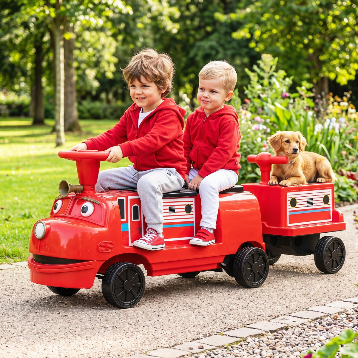 12V kids ride-on train with three seats and detachable carriage, fun ride-on toy for children, by GBruno Store