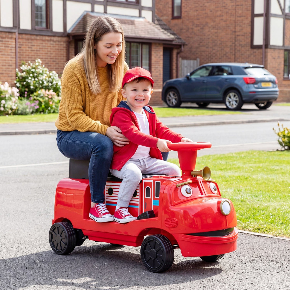 12V kids ride-on train with three seats and detachable carriage, lightweight electric ride-on toy for children by GBruno Store.