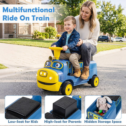 12V kids ride-on train with three seats and detachable carriage, GBruno Store ride-on toy for children, realistic train design