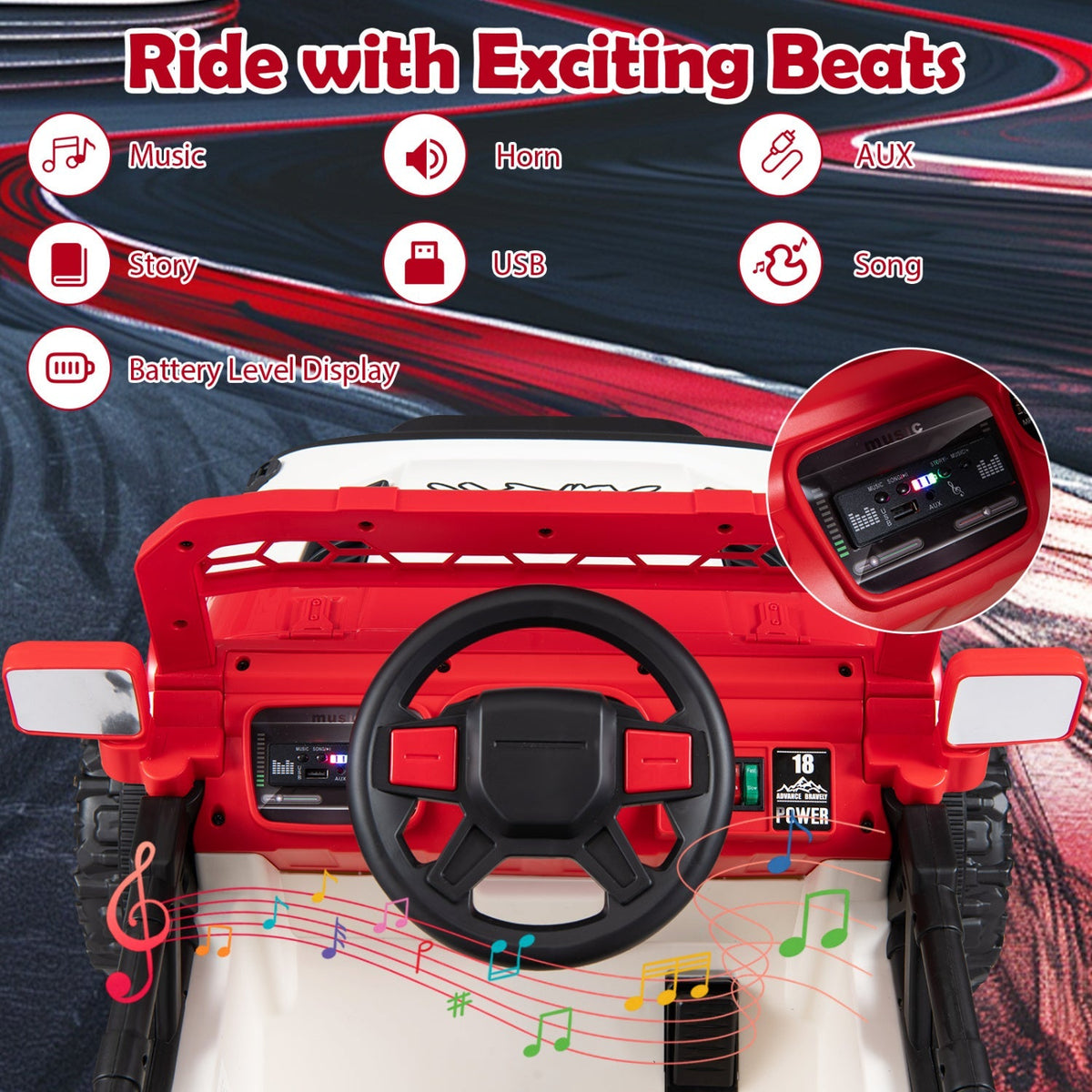 12V kids ride-on truck by GBruno Store with remote control and three speed settings, featuring a sturdy design and realistic details.