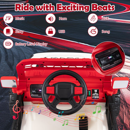 12V kids ride-on truck by GBruno Store with remote control and three speed settings, featuring a sturdy design and realistic details.