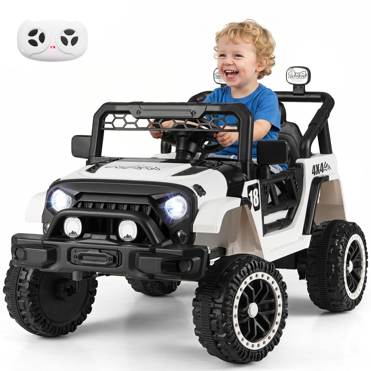 12V kids ride on truck by GBruno Store with remote control and three speed settings, featuring realistic design and sturdy construction.