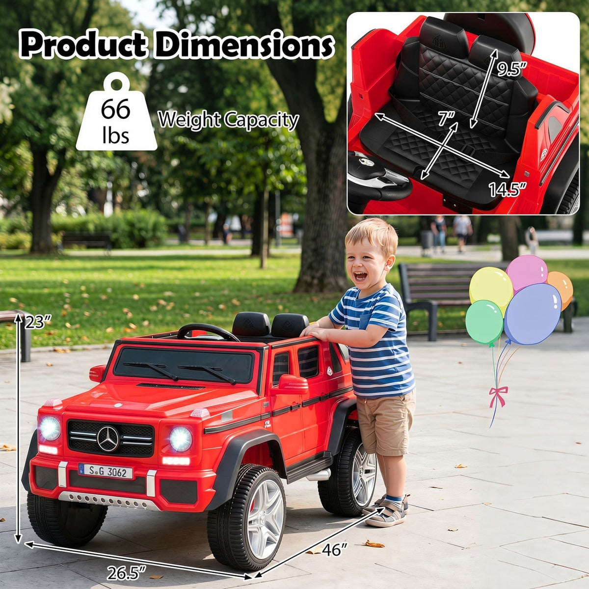 12V Mercedes-Benz kids ride-on toy car with remote control, featuring authentic design and detailed exterior in the image.