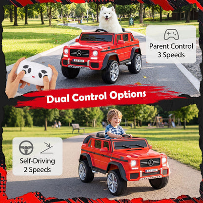 12V Mercedes-Benz Kids Ride-On Car with remote control, blue toy vehicle featuring Mercedes logo and realistic design.