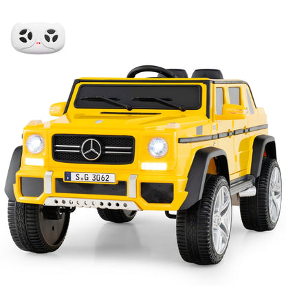 12V Mercedes-Benz kids ride-on toy car with remote control, featuring realistic design and detailed exterior in the image.