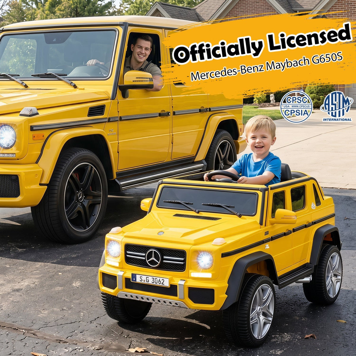12V Mercedes-Benz kids ride-on car with remote control, featuring authentic licensed design, black exterior, and realistic details.