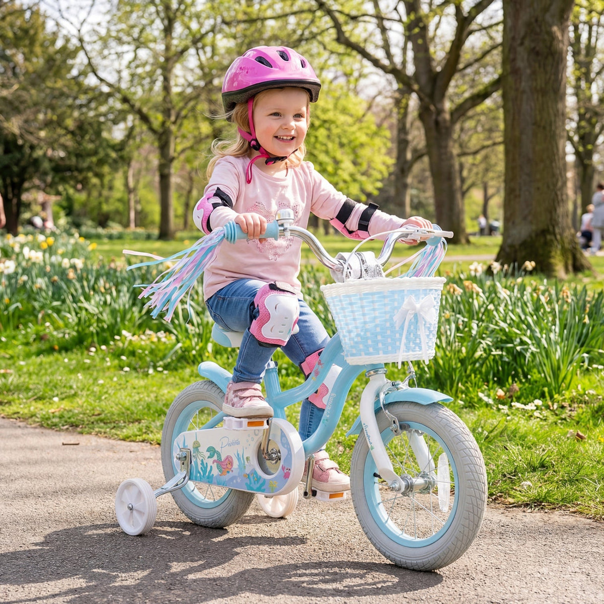 Kids bike by GBruno Store with 12-20 inch wheels, training wheels, and a front basket for young children.