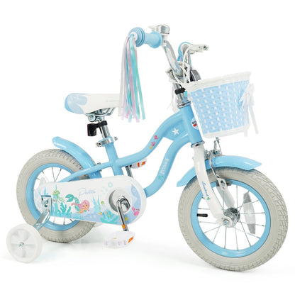 Kids bike by GBruno Store with 12-20 inch wheels, training wheels, and front basket, suitable for young children.
