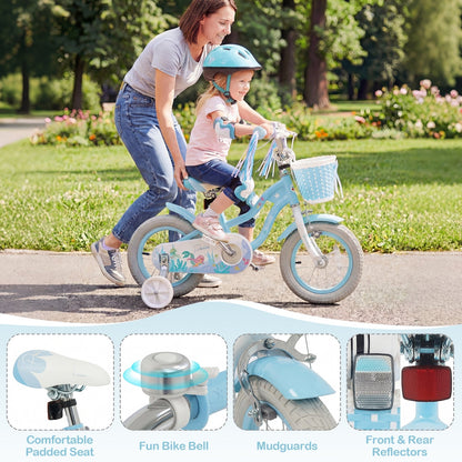 Kids bike by GBruno Store with 12-20 inch wheels, training wheels, and a front basket, suitable for young children.