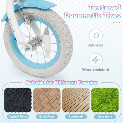 GBruno Kids Bike with 12-20 inch wheels, training wheels, and front basket, suitable for young children learning to ride.