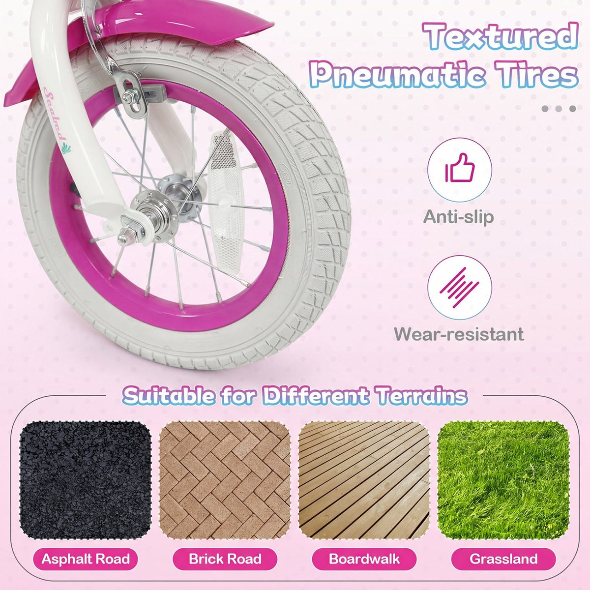 Children's 18-inch pink and red kids bike with training wheels and front basket, made by GBruno Store.